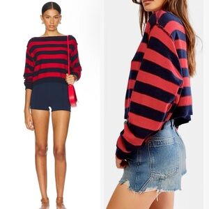 Free People Into The Blue Striped Sweater